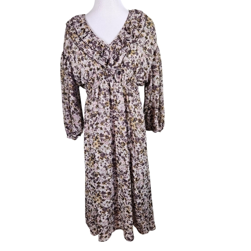 Entro Maxi V-neck Dress, Sz Lg.